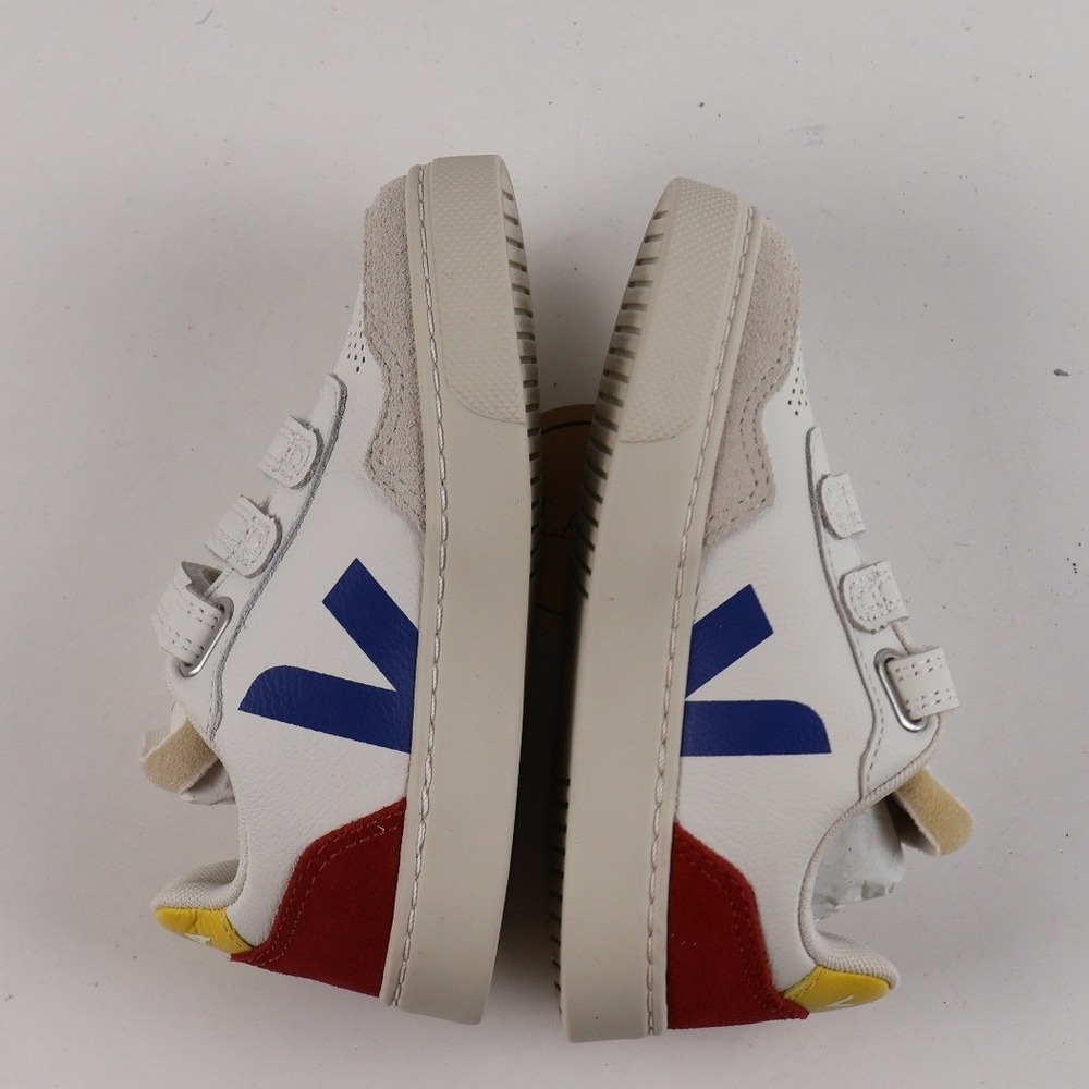 Veja Small V-90 O.T. Leather Sneakers White Indigo Pepper 26 Leather NWT $105